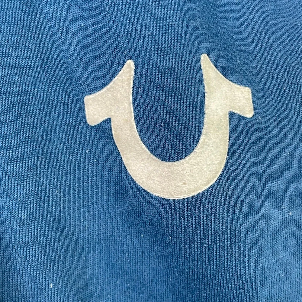 True Religion Sweatpants Mens XL Blue Horseshoe Logo Fleece Joggers Streetwear
